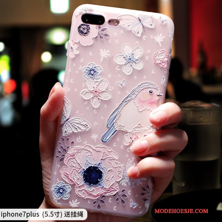 Hoesje iPhone 7 Plus Zakken Schrobben Anti-fall, Hoes iPhone 7 Plus Siliconen Trendy Merk Roze