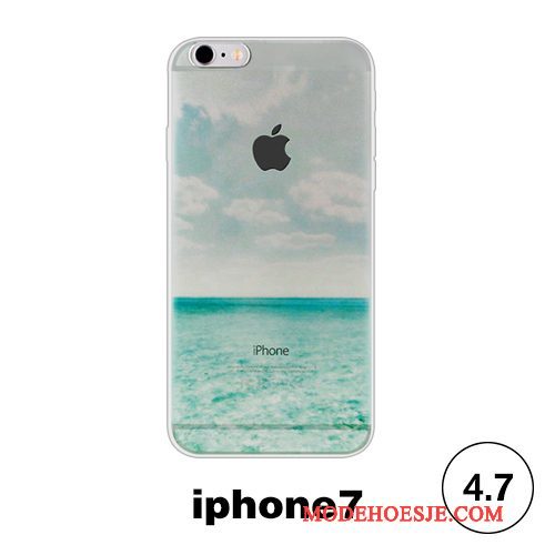 Hoesje iPhone 7 Scheppend Eenvoudigetelefoon, Hoes iPhone 7 Zacht Doorzichtig Groen