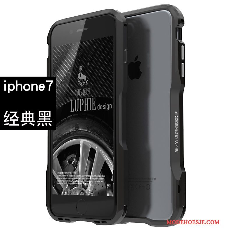 Hoesje iPhone 7 Scheppend Rozetelefoon, Hoes iPhone 7 Metaal Anti-fall Omlijsting