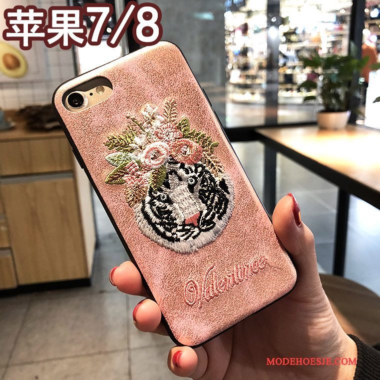 Hoesje iPhone 7 Scheppend Telefoon Nieuw, Hoes iPhone 7 Borduurwerk Rood