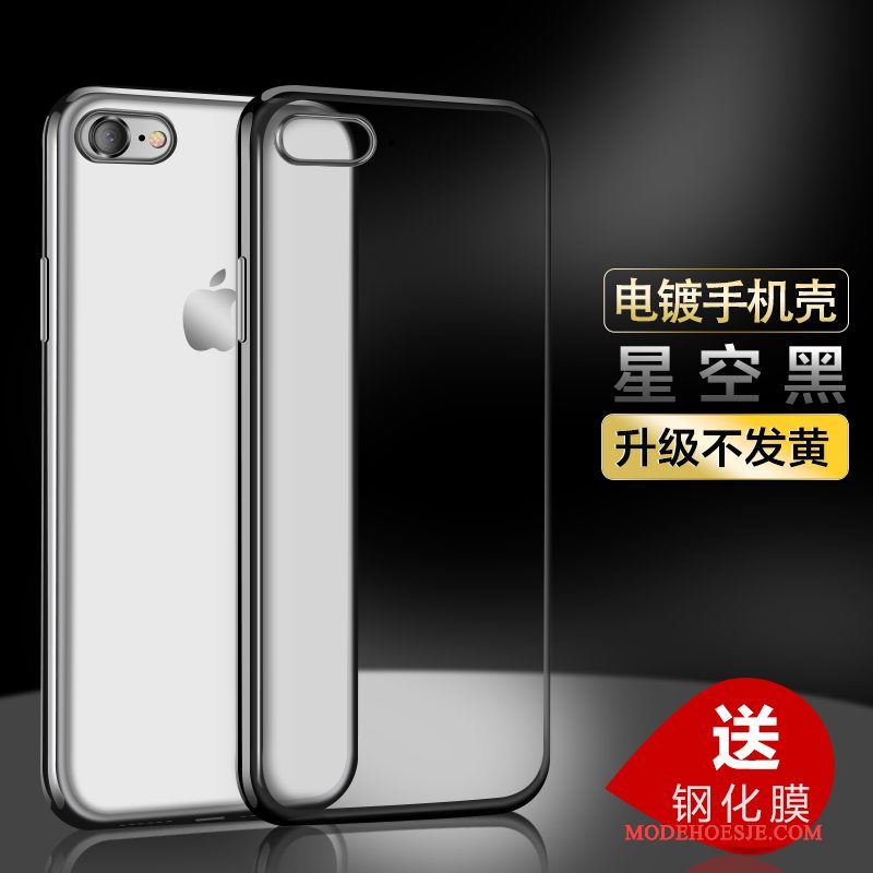 Hoesje iPhone 7 Siliconen Anti-fall Doorzichtig, Hoes iPhone 7 Zwarttelefoon