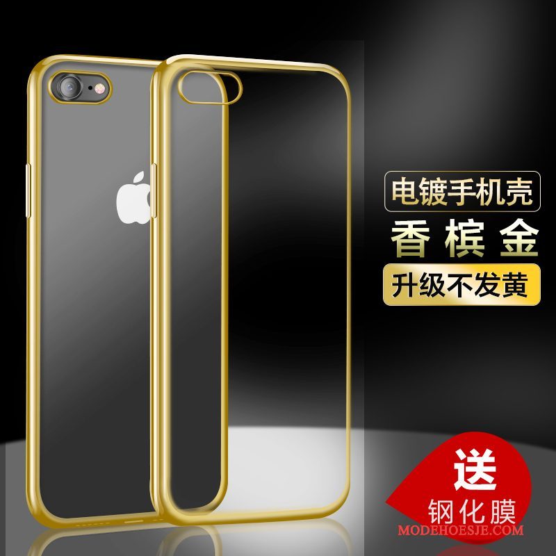 Hoesje iPhone 7 Siliconen Anti-fall Doorzichtig, Hoes iPhone 7 Zwarttelefoon