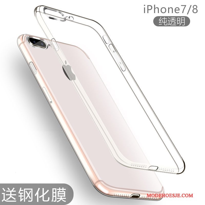 Hoesje iPhone 7 Siliconen Anti-fall Doorzichtig, Hoes iPhone 7 Zwarttelefoon