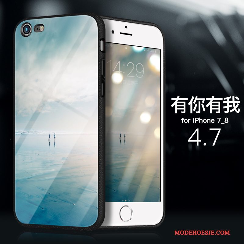 Hoesje iPhone 7 Siliconen Telefoon Roze, Hoes iPhone 7 Zacht Glas Anti-fall