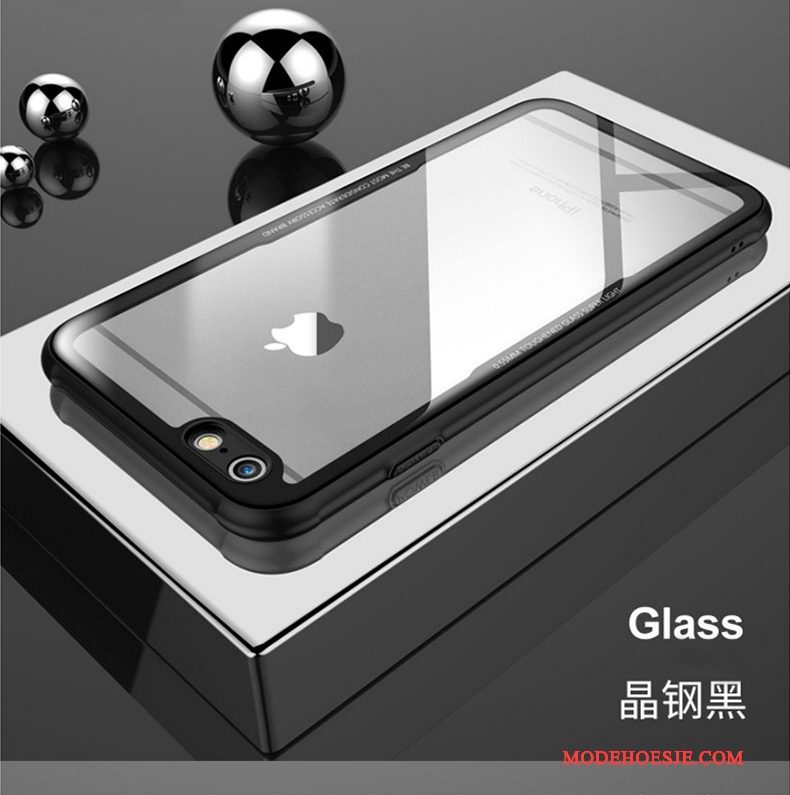 Hoesje iPhone 7 Siliconen Telefoon Zwart, Hoes iPhone 7 Gehard Glas Nieuw