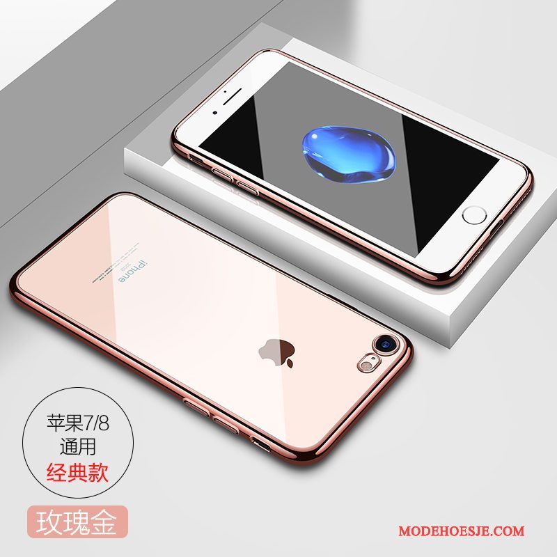 Hoesje iPhone 7 Siliconen Trend Anti-fall, Hoes iPhone 7 Zacht Rood Doorzichtig