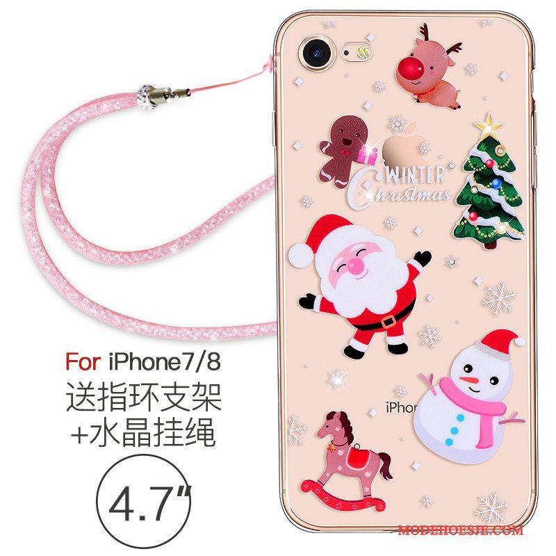 Hoesje iPhone 7 Strass Nieuwtelefoon, Hoes iPhone 7 Siliconen Hanger Roze