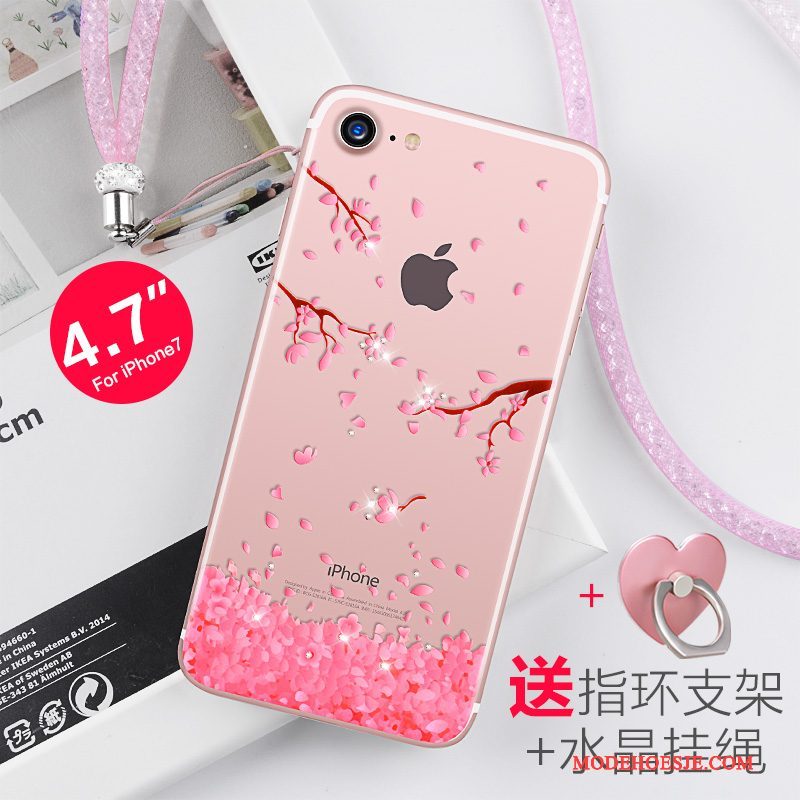 Hoesje iPhone 7 Strass Nieuwtelefoon, Hoes iPhone 7 Siliconen Hanger Roze