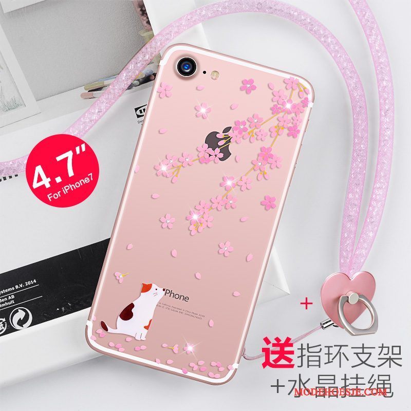 Hoesje iPhone 7 Strass Nieuwtelefoon, Hoes iPhone 7 Siliconen Hanger Roze