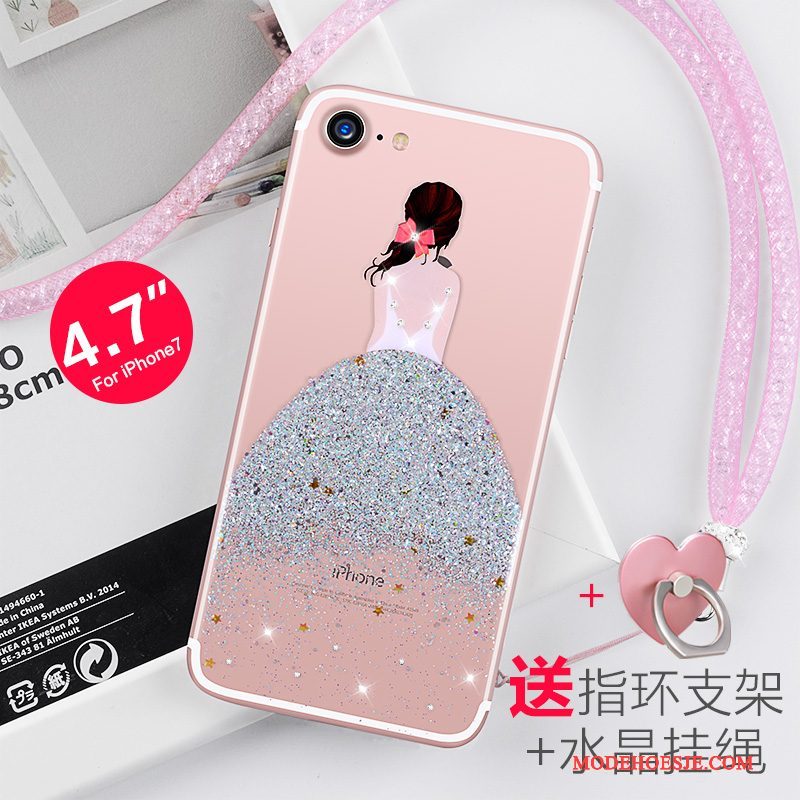 Hoesje iPhone 7 Strass Nieuwtelefoon, Hoes iPhone 7 Siliconen Hanger Roze