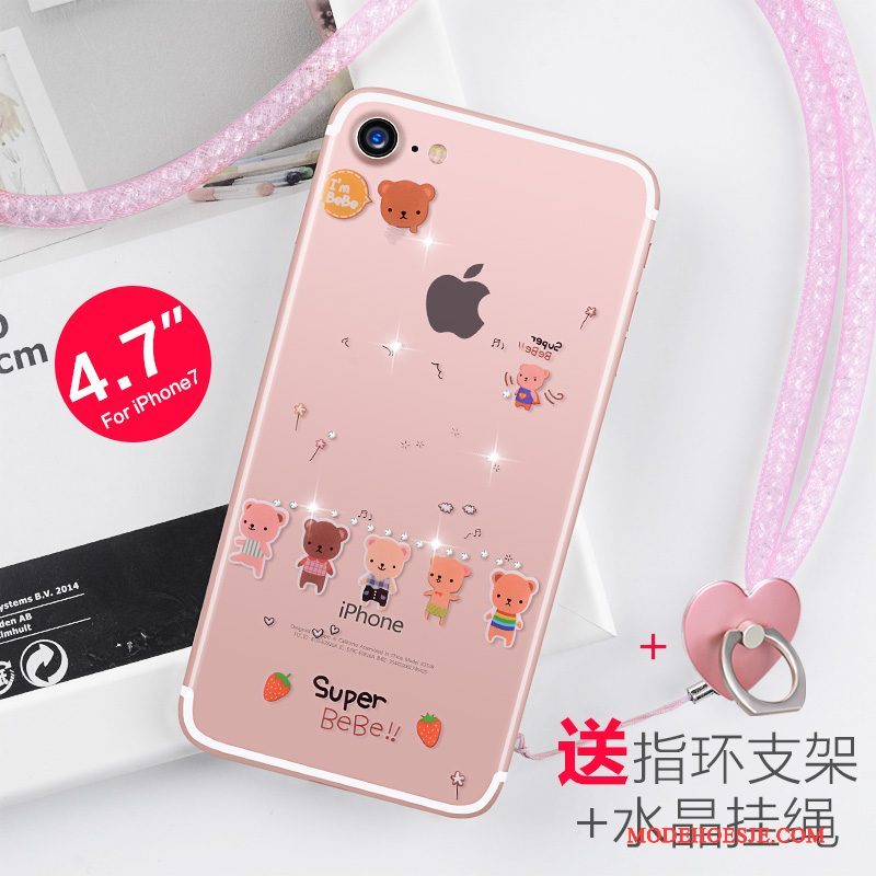 Hoesje iPhone 7 Strass Nieuwtelefoon, Hoes iPhone 7 Siliconen Hanger Roze