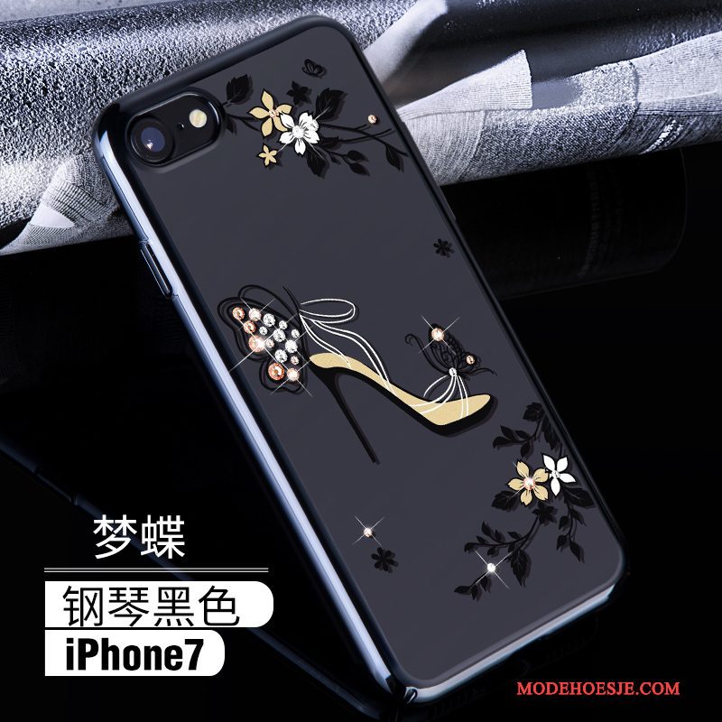 Hoesje iPhone 7 Strass Rozetelefoon, Hoes iPhone 7 Luxe Hard Doorzichtig