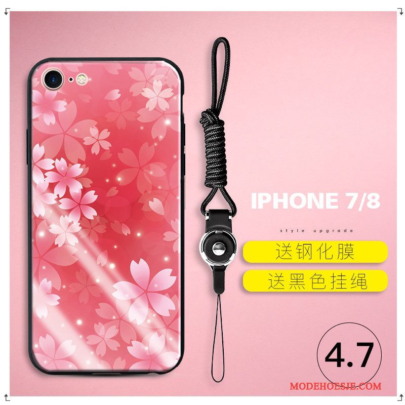 Hoesje iPhone 7 Zacht Roze Bloemen, Hoes iPhone 7 Siliconen Nieuwtelefoon