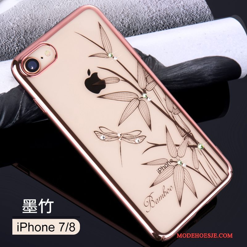 Hoesje iPhone 7 Zakken Hard Anti-fall, Hoes iPhone 7 Strass Roze Plating