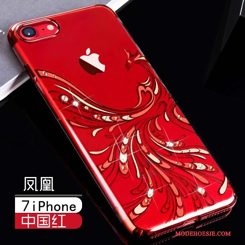 Hoesje iPhone 7 Zakken Roodtelefoon, Hoes iPhone 7 Luxe Doorzichtig