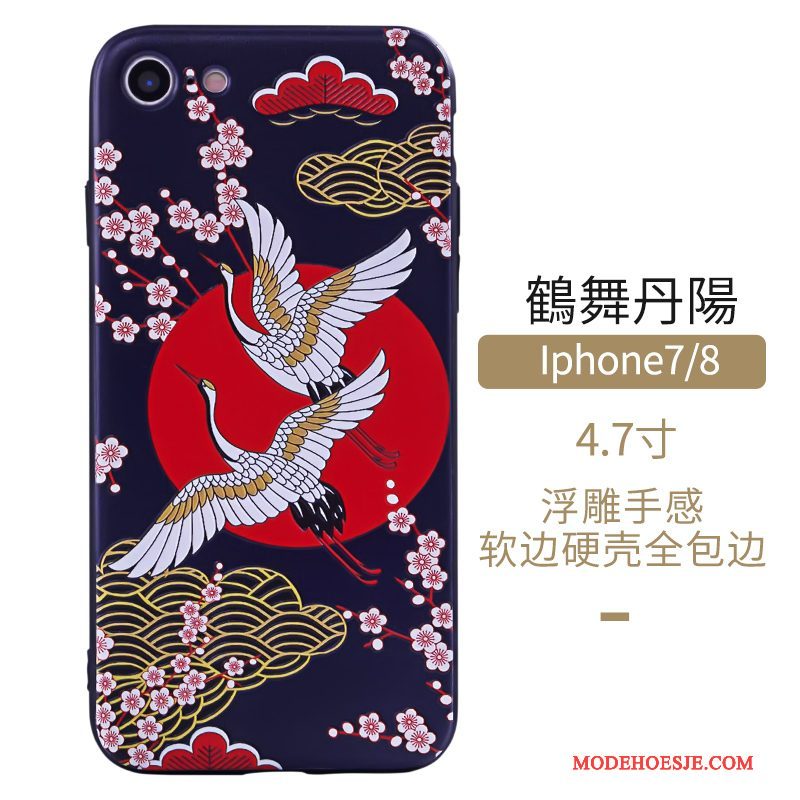 Hoesje iPhone 8 Kleur Telefoon Wind, Hoes iPhone 8 Bescherming Kunst Chinese Stijl