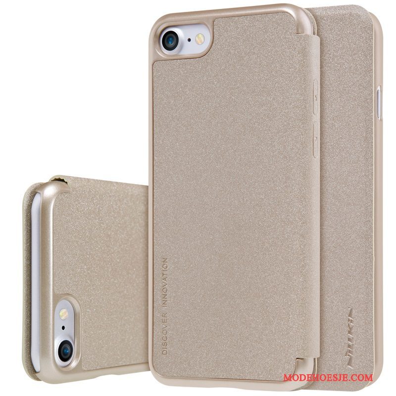 Hoesje iPhone 8 Leer Antislip Rood, Hoes iPhone 8 Folio Wit Goud