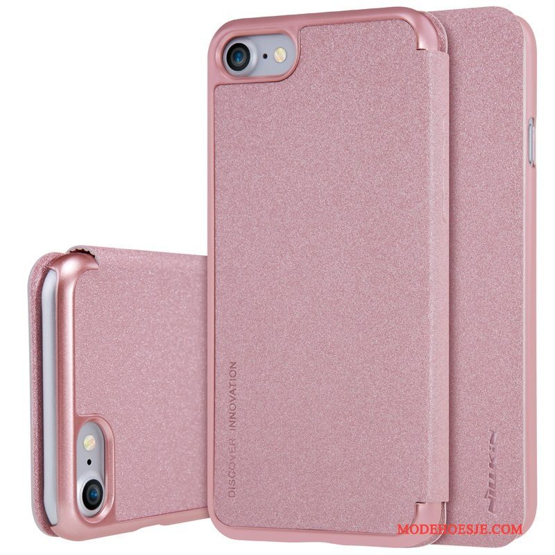 Hoesje iPhone 8 Leer Antislip Rood, Hoes iPhone 8 Folio Wit Goud