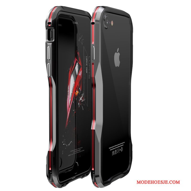 Hoesje iPhone 8 Metaal Hardtelefoon, Hoes iPhone 8 Bescherming Roze Omlijsting
