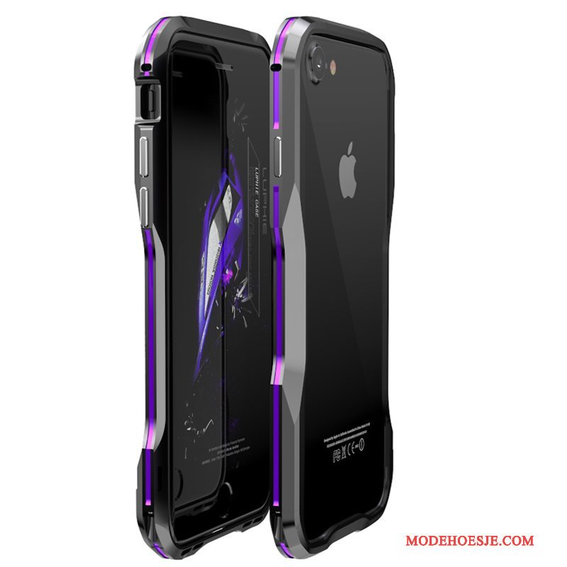 Hoesje iPhone 8 Metaal Hardtelefoon, Hoes iPhone 8 Bescherming Roze Omlijsting