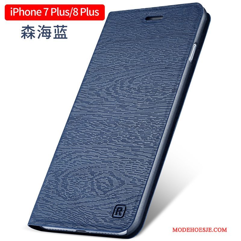 Hoesje iPhone 8 Plus Bescherming Blauw Trend, Hoes iPhone 8 Plus Zakken Anti-falltelefoon