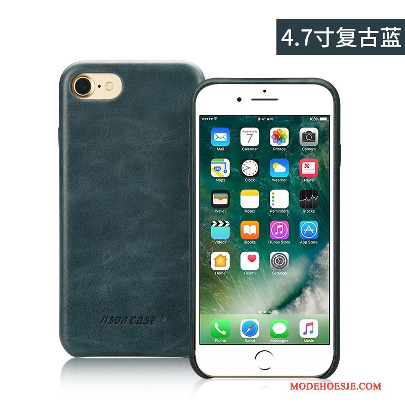 Hoesje iPhone 8 Plus Leer Bedrijf Donkerblauw, Hoes iPhone 8 Plus Zakken Anti-fall