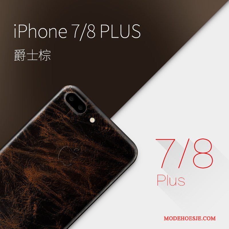 Hoesje iPhone 8 Plus Leer Telefoon Geel, Hoes iPhone 8 Plus Luxe Dun
