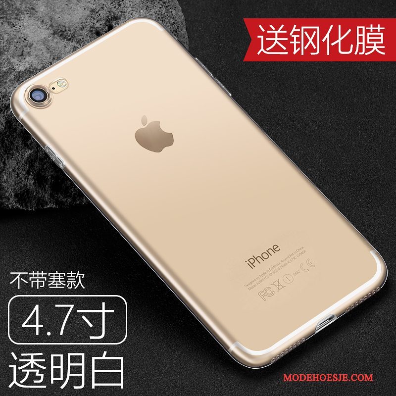 Hoesje iPhone 8 Plus Siliconen Anti-fall Doorzichtig, Hoes iPhone 8 Plus Bescherming Goud Dun
