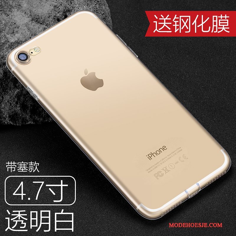 Hoesje iPhone 8 Plus Siliconen Anti-fall Doorzichtig, Hoes iPhone 8 Plus Bescherming Goud Dun