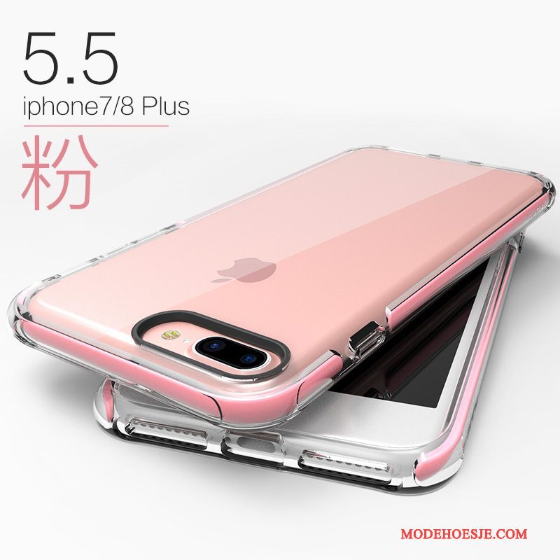 Hoesje iPhone 8 Plus Siliconen Nieuw Rood, Hoes iPhone 8 Plus Zacht Doorzichtigtelefoon