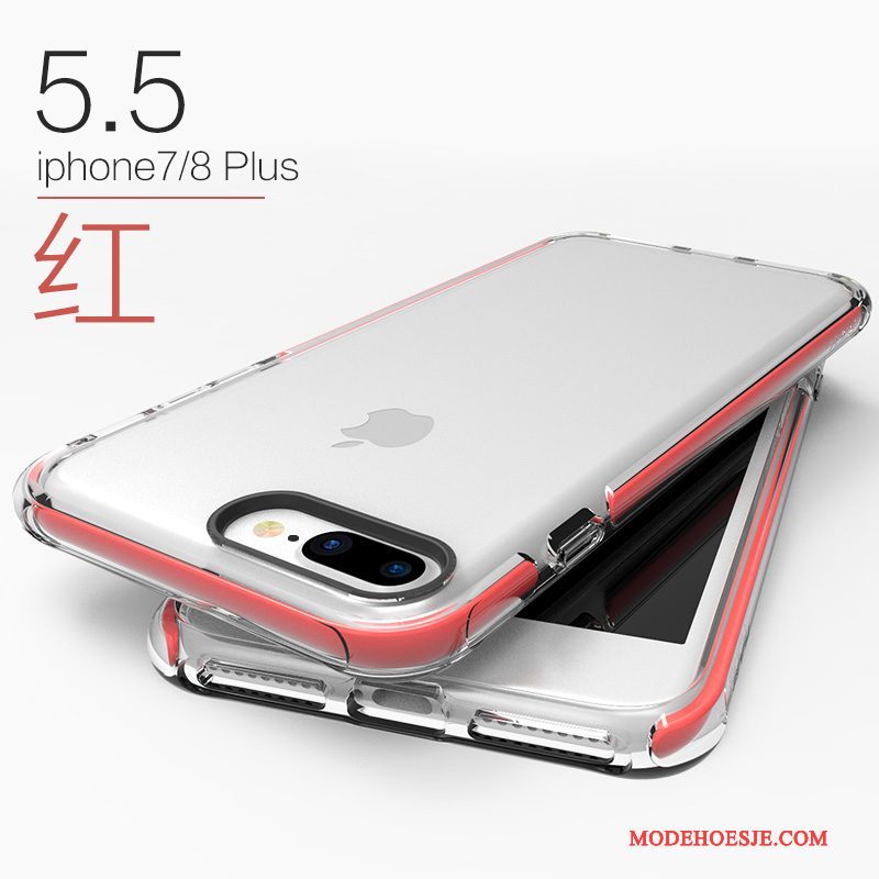 Hoesje iPhone 8 Plus Siliconen Nieuw Rood, Hoes iPhone 8 Plus Zacht Doorzichtigtelefoon