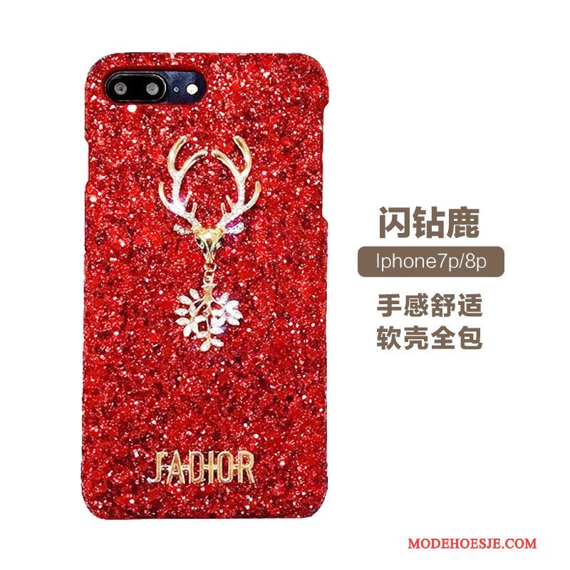 Hoesje iPhone 8 Plus Strass Heldertelefoon, Hoes iPhone 8 Plus Trass Net Red Rood