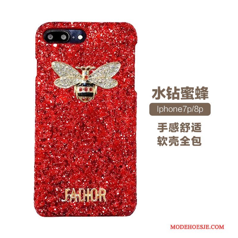 Hoesje iPhone 8 Plus Strass Heldertelefoon, Hoes iPhone 8 Plus Trass Net Red Rood