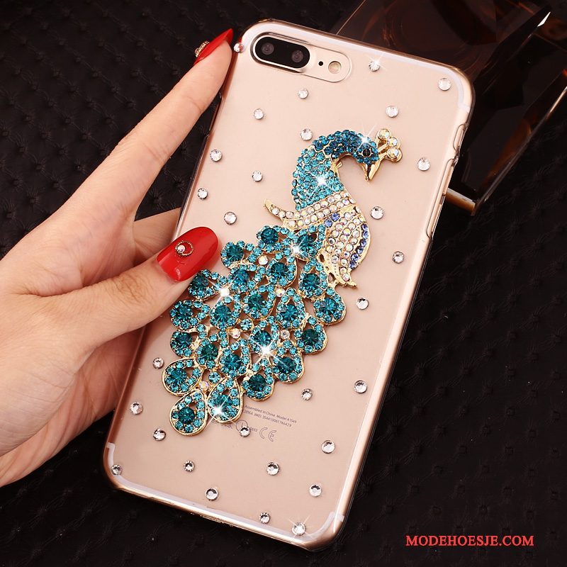 Hoesje iPhone 8 Plus Trass Telefoon Blauw, Hoes iPhone 8 Plus Strass Nieuw Doorzichtig