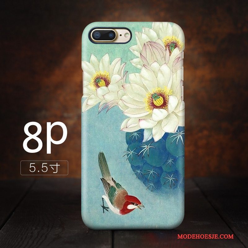 Hoesje iPhone 8 Plus Vintage Wind Chinese Stijl, Hoes iPhone 8 Plus Anti-fall Blauw