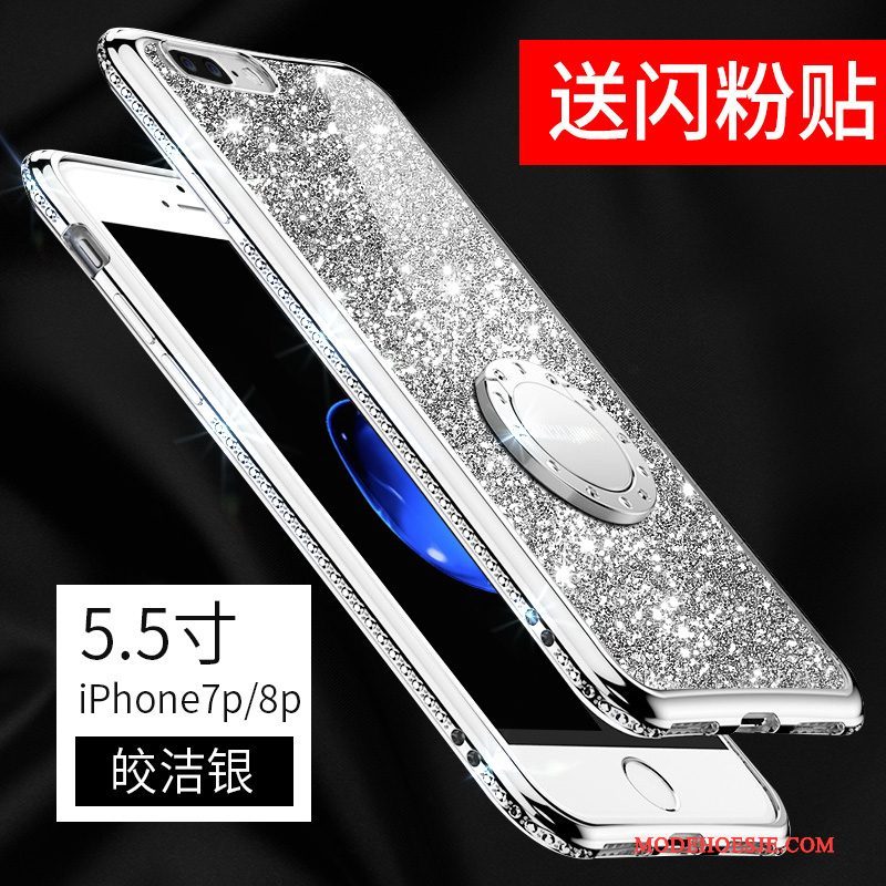 Hoesje iPhone 8 Plus Zacht Ring Doorzichtig, Hoes iPhone 8 Plus Kleur Klittenband Anti-fall