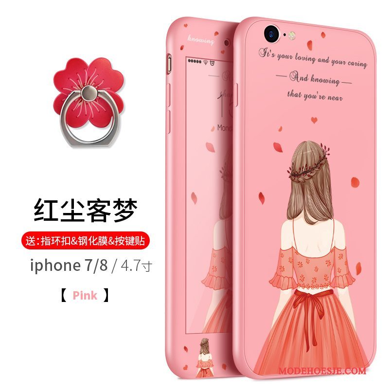 Hoesje iPhone 8 Plus Zacht Rood Anti-fall, Hoes iPhone 8 Plus Siliconen Telefoon Hanger