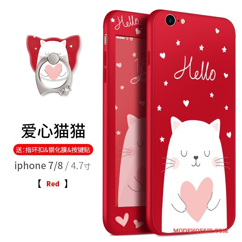 Hoesje iPhone 8 Plus Zacht Rood Anti-fall, Hoes iPhone 8 Plus Siliconen Telefoon Hanger