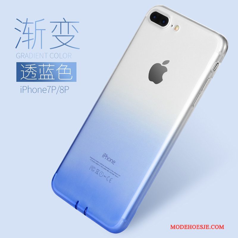Hoesje iPhone 8 Plus Zacht Telefoon Rood, Hoes iPhone 8 Plus Siliconen Doorzichtig Kleurverloop