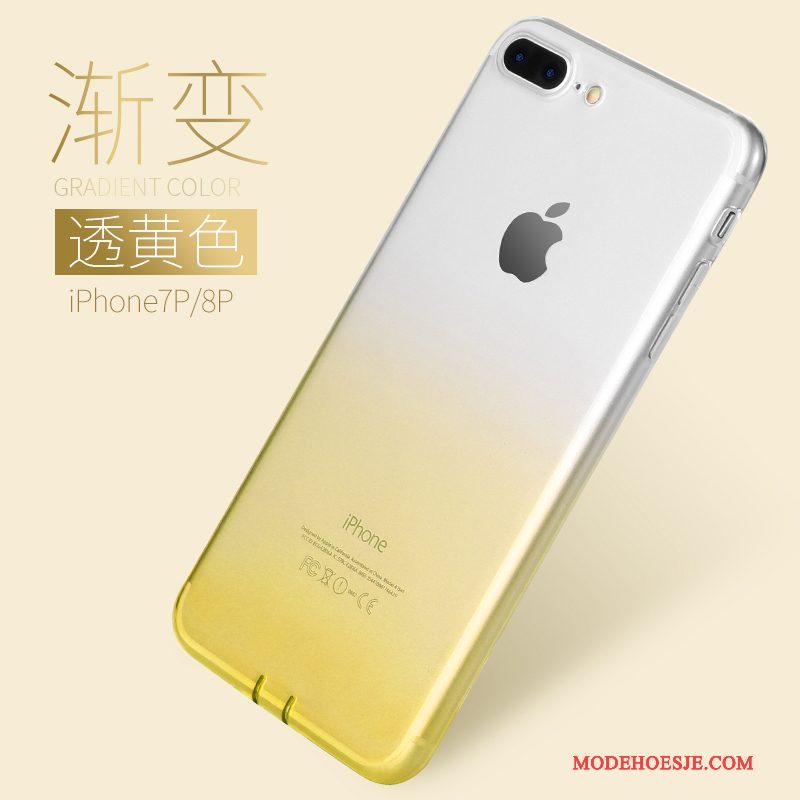 Hoesje iPhone 8 Plus Zacht Telefoon Rood, Hoes iPhone 8 Plus Siliconen Doorzichtig Kleurverloop
