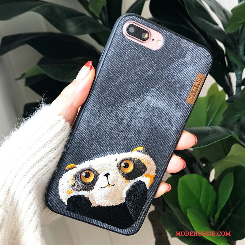 Hoesje iPhone 8 Plus Zakken Anti-fall Lovers, Hoes iPhone 8 Plus Telefoon Borduurwerk