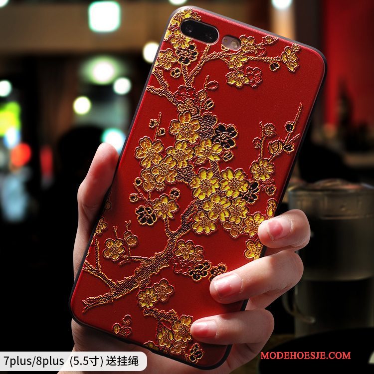 Hoesje iPhone 8 Plus Zakken Rood Anti-fall, Hoes iPhone 8 Plus Scheppend Persoonlijktelefoon
