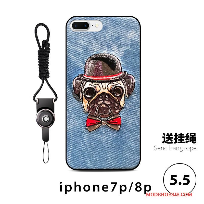 Hoesje iPhone 8 Plus Zakken Rood Anti-fall, Hoes iPhone 8 Plus Spotprent Telefoon Hond