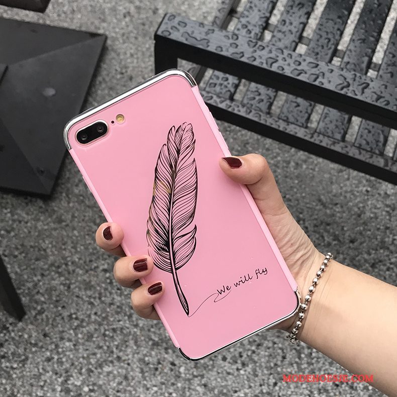 Hoesje iPhone 8 Plus Zakken Roze Anti-fall, Hoes iPhone 8 Plus Bescherming Trendy Merk Lovers