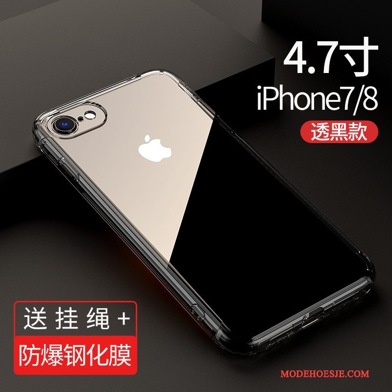 Hoesje iPhone 8 Plus Zakken Telefoon Anti-fall, Hoes iPhone 8 Plus Siliconen Doorzichtig Roze