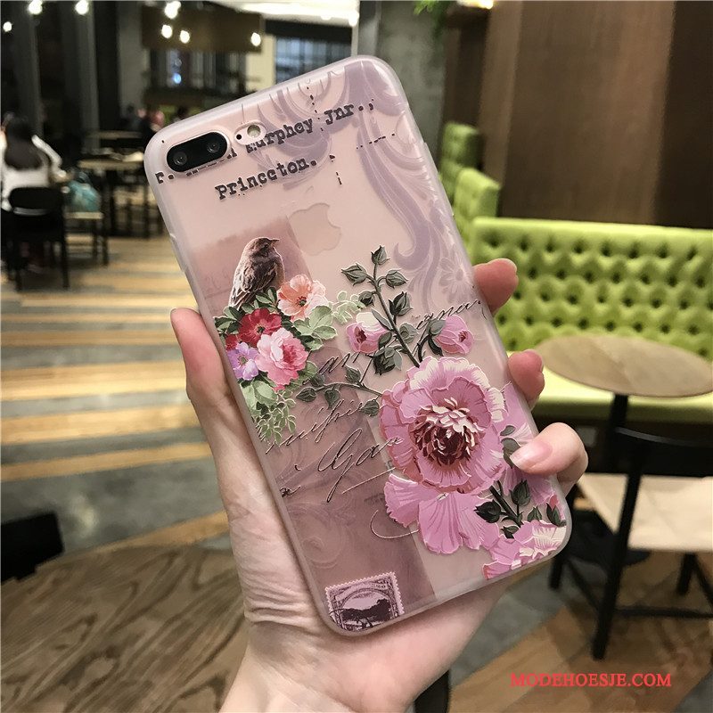 Hoesje iPhone 8 Reliëf Telefoon Roze, Hoes iPhone 8 Zakken