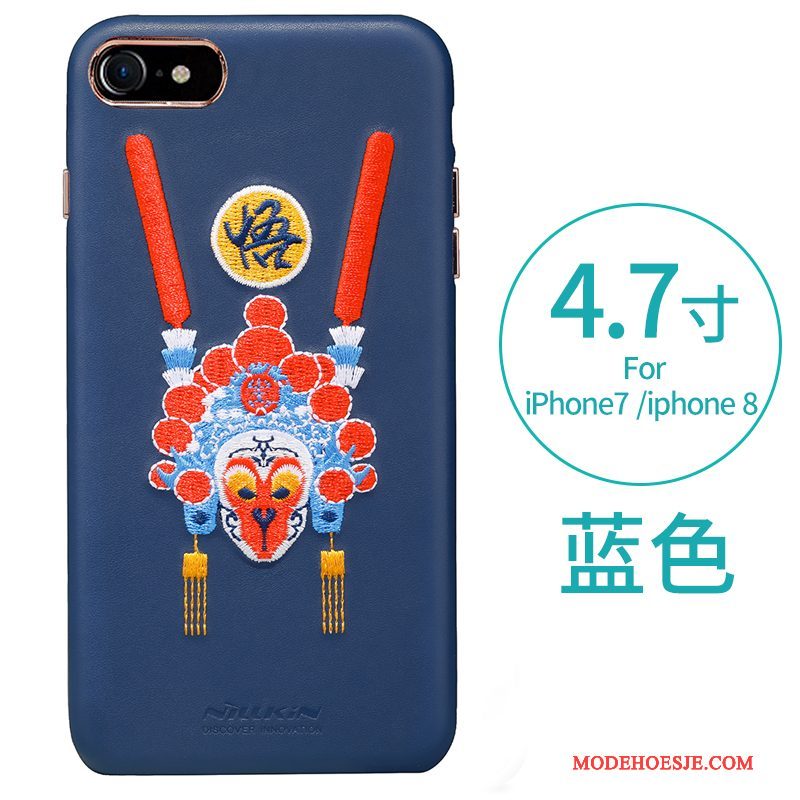 Hoesje iPhone 8 Scheppend Roodtelefoon, Hoes iPhone 8 Leer Goud