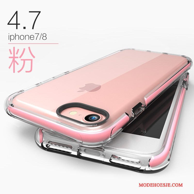 Hoesje iPhone 8 Siliconen Anti-fall Nieuw, Hoes iPhone 8 Zacht Doorzichtig Roze