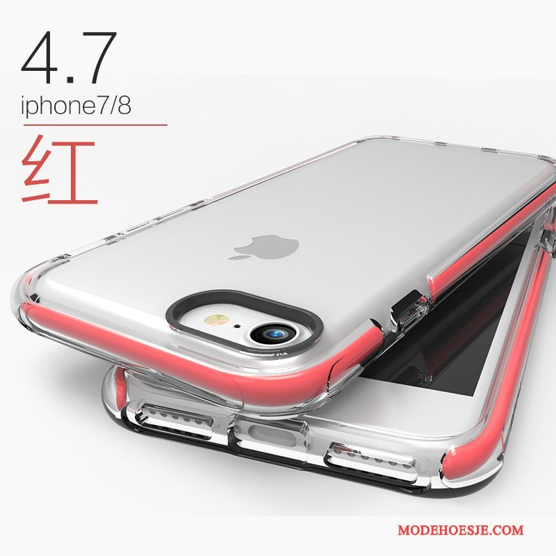 Hoesje iPhone 8 Siliconen Anti-fall Nieuw, Hoes iPhone 8 Zacht Doorzichtig Roze