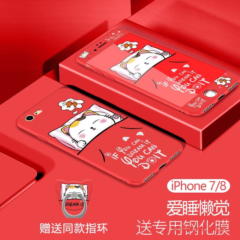 Hoesje iPhone 8 Siliconen Nieuwtelefoon, Hoes iPhone 8 Zacht Anti-fall Rood